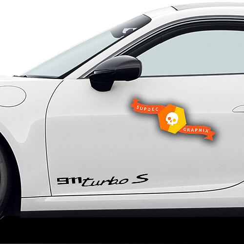Pair Porsche Stickers  Porsche 911 Carrera Turbo S Door Side Decal Sticker 