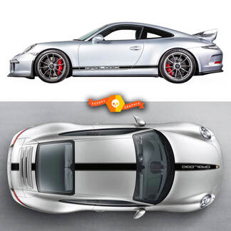 Pair Porsche 911 Porsche Carrera Rocker Panel Hood Roof Side Stripes Doors Kits Decal Sticker 