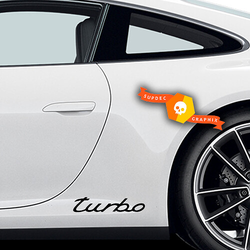 Pair Porsche Stickers  Porsche Turbo Doors Side Decal Sticker 