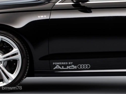 2 Powered by AUDI Rings Trunk Decal Sticker A8 S4 S5 Q3 Q5 Q7 TT