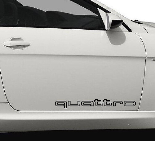 Quattro Outline Lettering Side Door Vinyl Decals Kit for Audi Cars