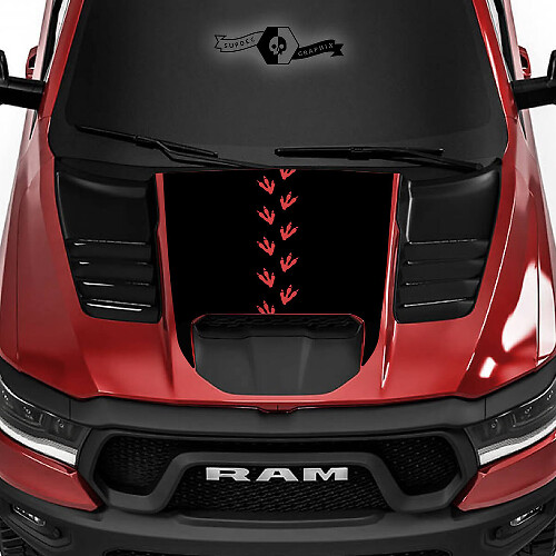 Dinosaur Tracks Hood Vinyl Decal for Dodge Ram 1500 Rebel TRX