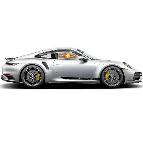 2 Porsche 911 turbo S Side Decal Rocker Panel Stripes Doors Kit Decal Sticker 