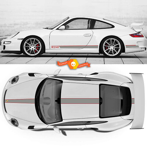 Racing Stripes Sides Hood Roof Trunk Vinyl Decal Kit For Porsche 911