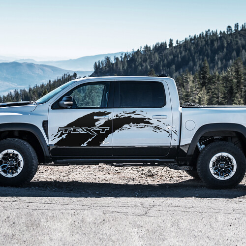 Mud Splash Custom Text Side Door Vinyl Decal Sticker for RAM 1500 Rebel, TRX 2019-2026
