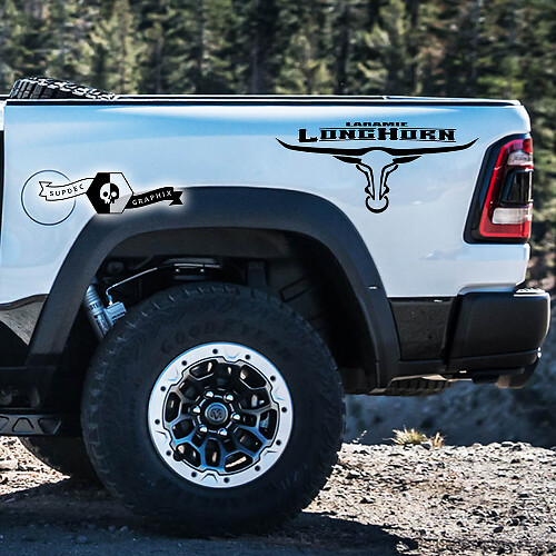 Laramie Long Horn Bedside Vinyl Decal Sticker for Dodge Ram 1500