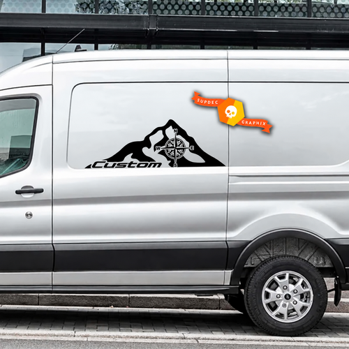 Custom Mountain Compass Side Vinyl Decal Sticker for Ford Transit