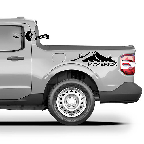 Bed Side Mountain Trees Graphics Decals Stickers Pair for Ford Maverick FX4 2022