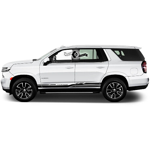 Pair 2020+ New Graphics Chevrolet Tahoe Rocker Panel Stripe Logo Modern Car Racing Vinyl Decal Sticker