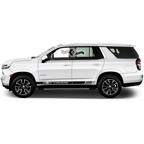 2x 2020+ New Graphics Chevrolet Tahoe Rocker Panel Stripe Logo Modern Car Racing Vinyl Decal Sticker