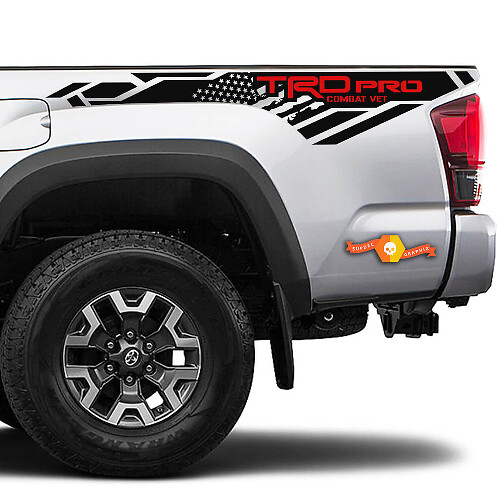 TRD 4x4 Off Road Pro Sport USA Flag edition BedSide Side Vinyl Stickers Decal fit to Toyota Tacoma Tundra
