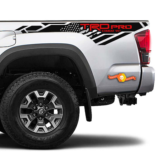 TRD Pro USA Flag Bedside Vinyl Decal Sticker for Toyota Tacoma