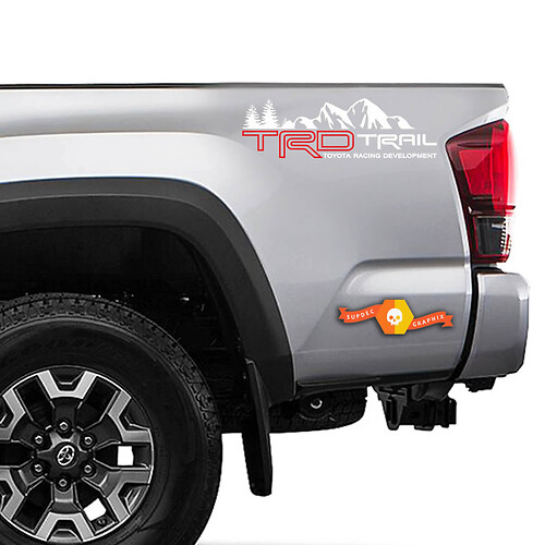 Pair TRD Trail Mountain Trees Toyota Off Road BedSide Vinyl Stickers Decal fit to Tacoma or Tundra Sticker 2 colors