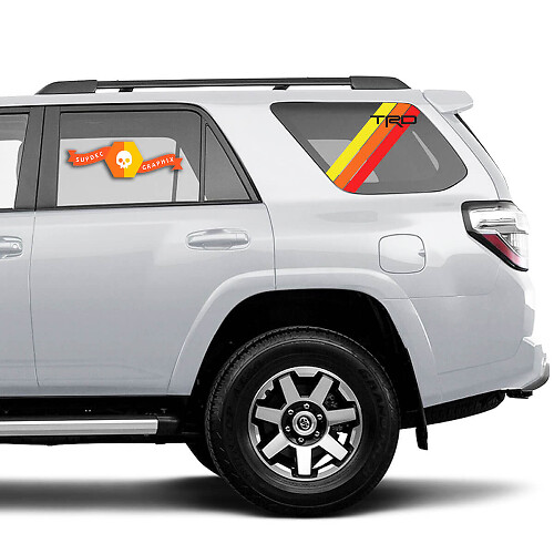 Vintage Style Stripes TRD Rear Side Window Vinyl Decal Sticker for Toyota 4Runner 2010-2023