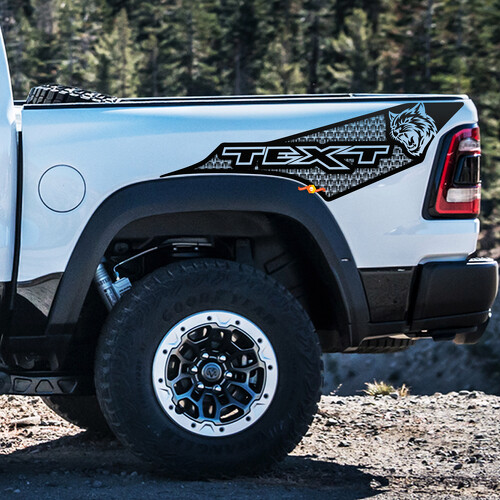 Wildcat and Custom Text Bedside Vinyl Decal Sticker for RAM 1500 TRX 2021-2026