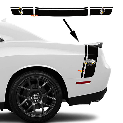 Rumble Bee Style Dual Stripes Bedside Trunk Vinyl Decal Kit for Dodge Challenger 2022+