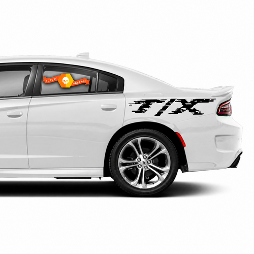 T/X Distressed Quarter Lettering Pair Rear Fender Vinyl Decal Sticker for Dodge Charger