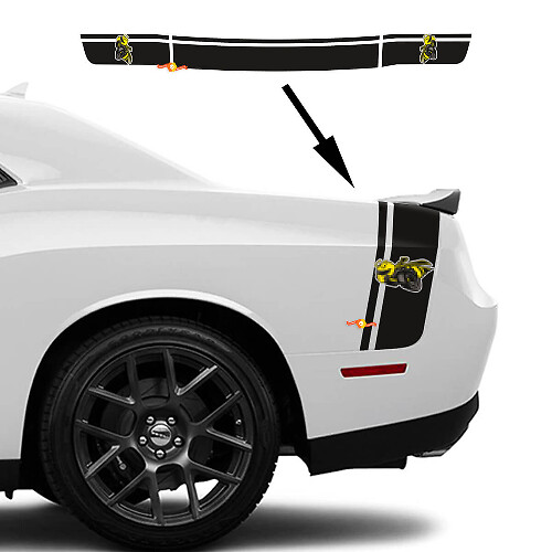 Drag Bee Style Dual Stripes Bedside Trunk Vinyl Decal Kit for Dodge Challenger Charger