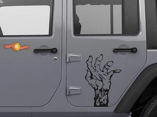 2 Jeep rubicon zombie hand wrangler hood decal sticker