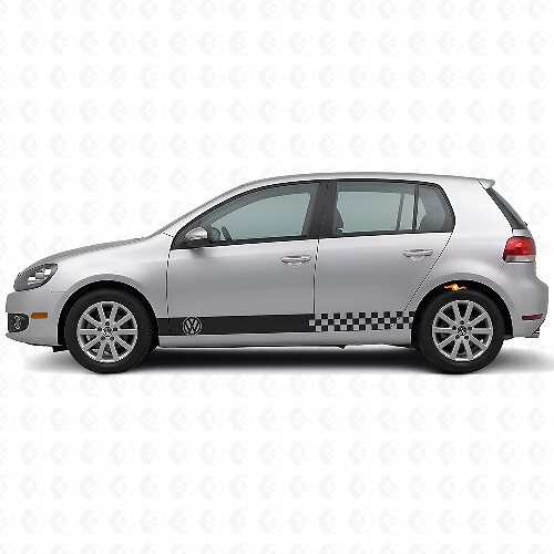 Checkered Side Stripes Vinyl Decal For Volkswagen Golf Mk4-7 Gti R32