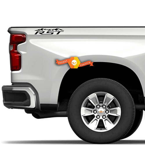 RST Mountains Style Rear Side Vinyl Decals Stickers For Chevrolet Silverado