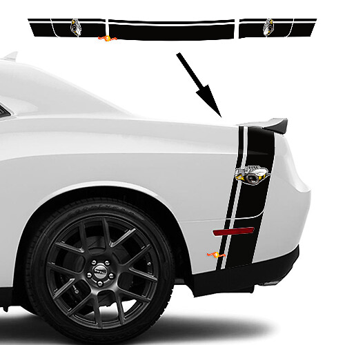 Rumble Bee Style Rear Stripes Decal Kit for Dodge Challenger / Charger