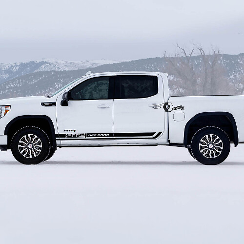 2 GMC GM Sierra 1500 AT4 Doors Rocker Panel stripes Off-Road Side Bed Destroyed Вestroyed Decals Stickers