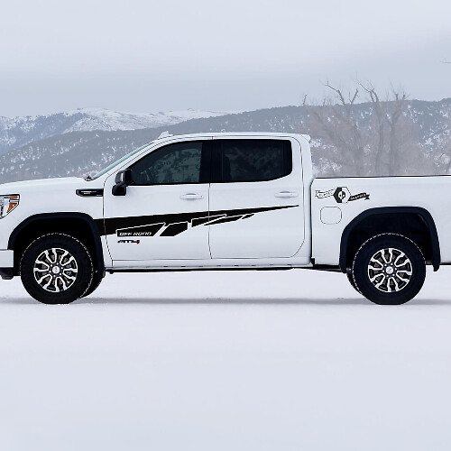 2 New GMC GM Sierra 1500 AT4 Fender Doors Splash Off-Road Side Bed Destroyed Вestroyed Decals Stickers