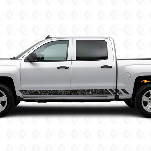 Topographic Band Door & Rocker Panel Vinyl Stripes for Chevrolet Silverado 1500 K2XX 2014-2019