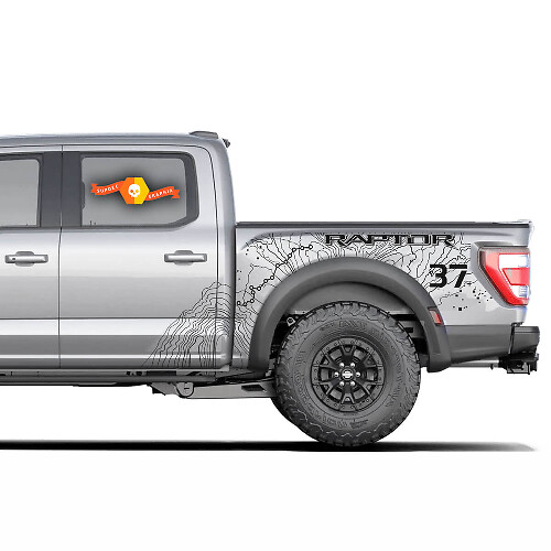 Topographic Map Splash Graphics Decals Stickers Pair for Musclecar truck power truck SVT 2023