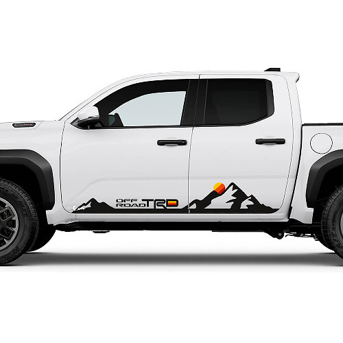 TRD Heritage Sunset Retro Mountains Side Rocker Panel Decals Stickers for Toyota Tacoma
