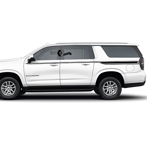 Pair Chevrolet Suburban Side Stripes Line Doors Up Trim Slim Vinyl Decal Sticker