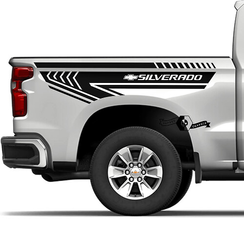 Pair Chevrolet Silverado 2022+ 2023  Side Bed Logo Stripe Vinyl Decal Sticker