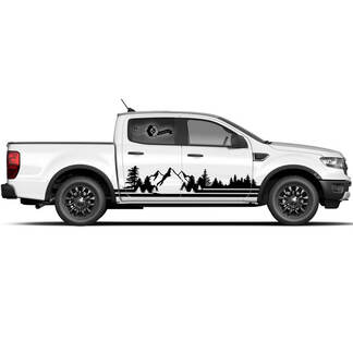 Pair Ford Ranger Raptor Side Doors Mountain Forest Graphics Set Side Stripe Decal