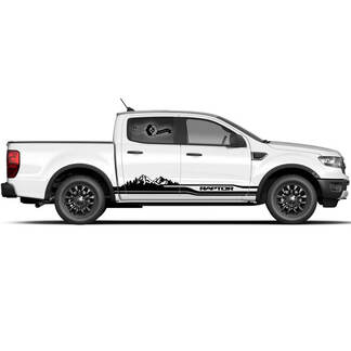 Pair Ford Ranger Raptor Side Doors Mountain Forest Graphics Set Logo Stripe Decal