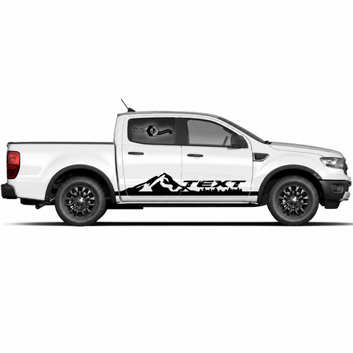 Custom Text Mountain Logo Side Stripe Graphics Set Pair for Musclecar Ranger power truck