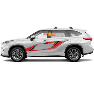 Pair Toyota 2020 Highlander Doors Wrap 2 Colors Decal Graphic Sticker Side Stripe Kit