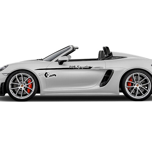 2 Porsche 2022 Porsche 718 Spyder Doors Up Trim Logo Side Stripes Kit Decal Sticker 