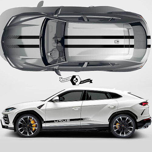 Pair Lamborghini Urus 2021 2022 2023 Side Doors Hood Roof Lines Checkered Stripes Vinyl Decal Sticker Graphics
