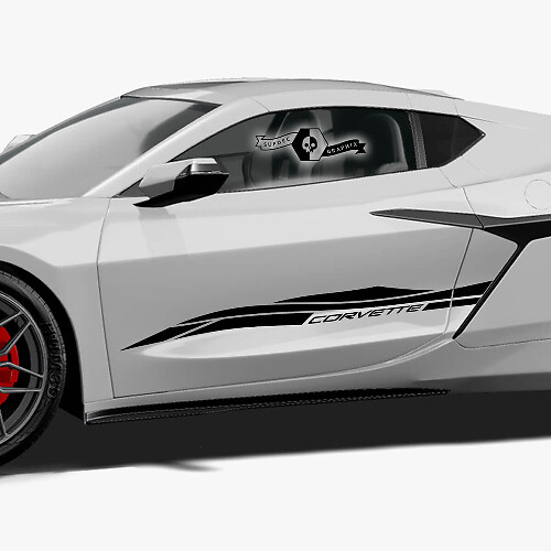 2x Chevrolet Corvette Z06 Side Doors Up Stripes Stripes Vinyl Logo Decal Sticker