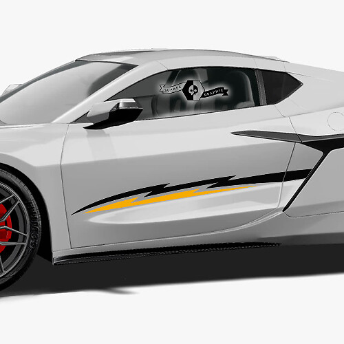 2x Chevrolet Corvette Z06 Side Doors Up Stripes Stripes 2 colors Vinyl Logo Decal Sticker