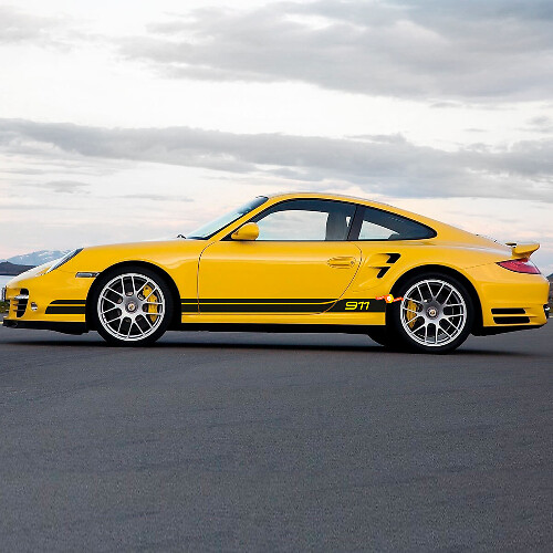 Pair Porsche 911 Side Decal Rocker Panel Stripes Doors Kit Decal Sticker 2