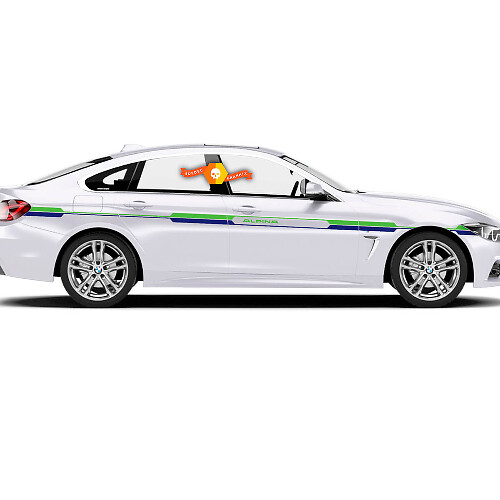 Pair ALPINA Racing Side Stripes SET for BMW 3 series and 4 series BMW 4 BMW 3 Vinyl Decal Sticker Graphics 2 Colors