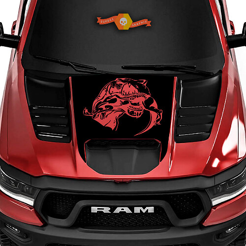 T-Rex Eating Raptor Hood Vinyl Decal for Ram 1500 TRX