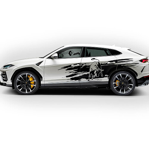 Pair Lamborghini Urus 2021 2022 2023 Side Doors Wrap Destroyed Logo Splash Vinyl Decal Sticker Graphics