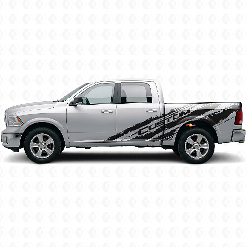 Mud Splash Custom Text Side Vinyl Decal Kit for Dodge Ram 1500 Rebel
