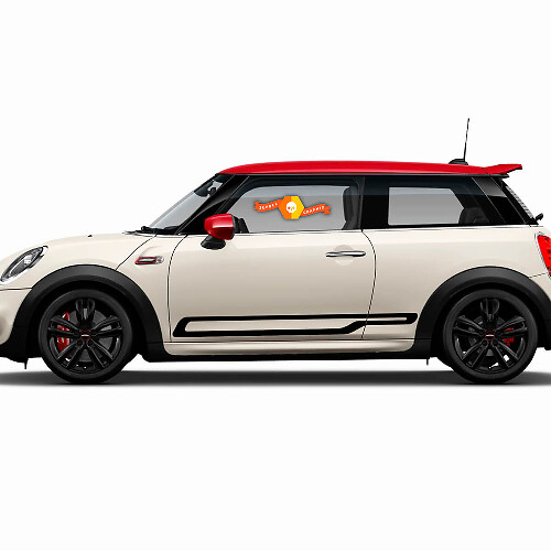 Pair Mini F56 Gp Style Side Doors Rocker Panel Decal Stripes Sticker Red Cooper S John Cooper Works