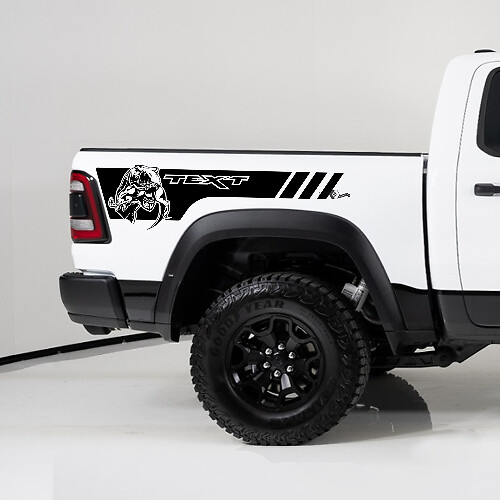 TRX Style Custom Text Bedside Vinyl Decal Sticker for Dodge Ram 1500 TRX Rebel