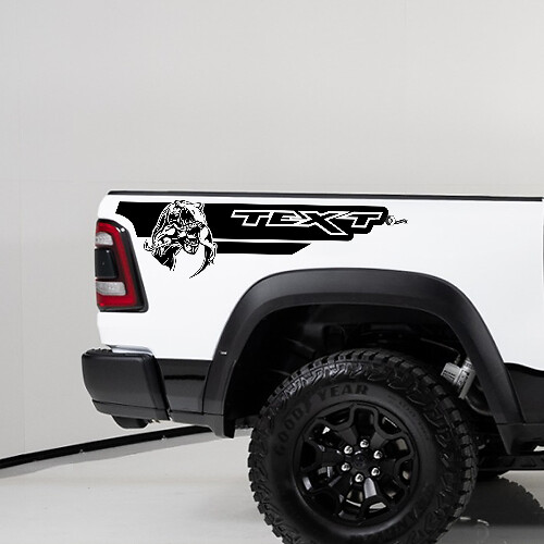 TRX Style Custom Text Rear Side Stripes Vinyl Decals for Dodge Ram 1500