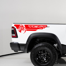 TRX Style Custom Text Rear Side Stripes Vinyl Decals for Dodge Ram 1500_2